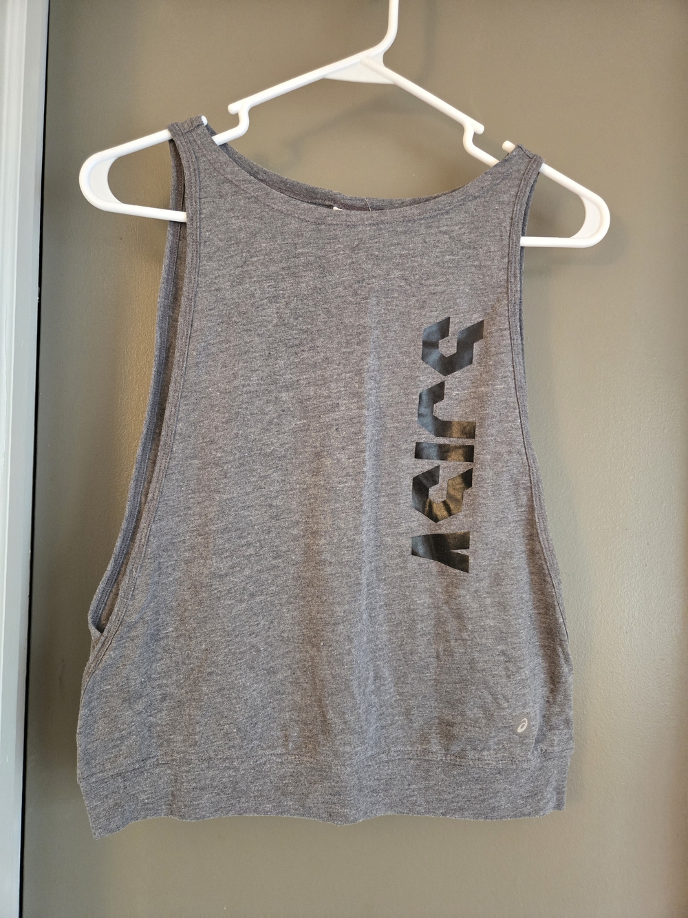 Asics Gray Muscle Tank with Vertical Logo